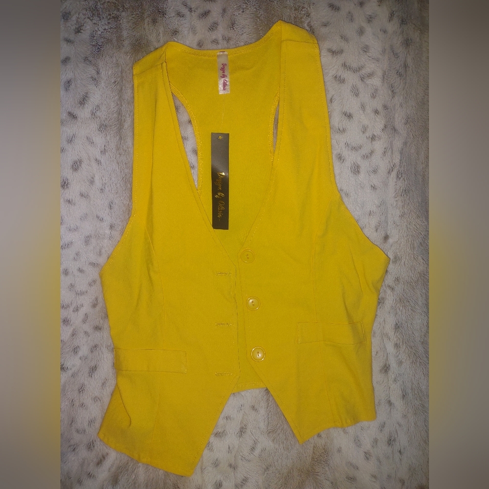 Yellow button up vest